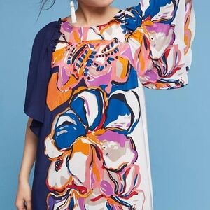 Maeve Floral Abstract Print Short Sleeve Shift Dress Size XS